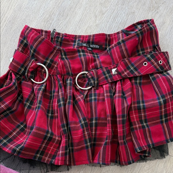 Hell Bunny Dresses & Skirts - Hell Bunny Red Tartan Mini Skirt with Belt